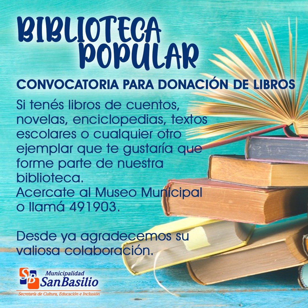 Biblioteca Popular: Convocatoria para donación de libros - FM Samba
