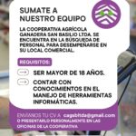 La Cooperativa Agrícola Ganadera San Basilio Ltda se encuentra en la búsqueda de personal para desempeñarse en su local comercial.